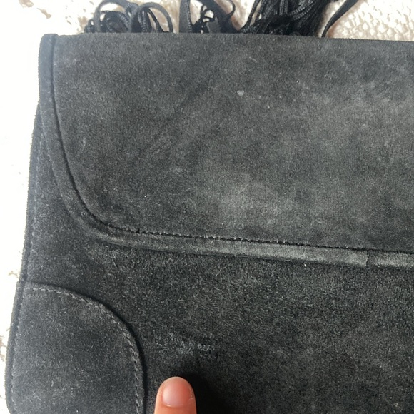 Embroidered Suede Fringe Clutch - Picture 10 of 11